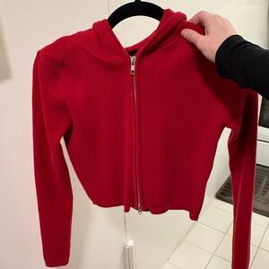NWT Brandy Melville Arden Zip Up Hoodie Sweatshirt Cropped